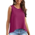 thumbnail image 5 of Tops for Women Trendy Womens Juniors Shirts Short Sleeve Dress Shirts for Women Short Sleeve Ladies Tunic Long Work Shirt Tops Loose Sleeveless Work Blouse Polyester Athletic Long Hot Pink 2XL, 5 of 7