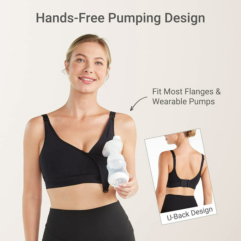 Hands Free Pumping Bra, Adjustable Breast Pump Bra and Nursing Bra All in  One with Nursing Pads, All Day Wear for Spectra, Lansinoh, Philips Avent  Black 
