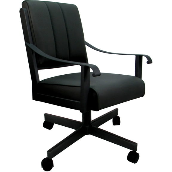 Leather Memphis Dining Caster Chair Swivel Tilt - Black Leather on Black