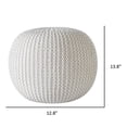 thumbnail image 3 of Urban Shop Round Solid Knit Polyester Pouf, White, 3 of 6