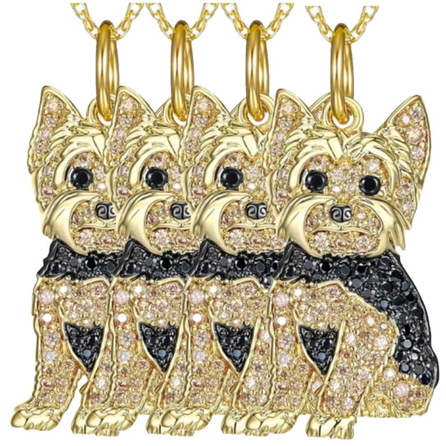 Royal Yorkie Colgante DogNeck07 4Pzas Royal Yorkie Dorado/Negro Metal Cadena y Dije. High Monaco MXNDK-004
