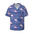 thumbnail image 2 of Lsque Flamingo print Men's Cuban Collar Short Sleeve Shirt Summer Beachwear Casual Button Down Fashionable Vacation Leisure Shirt-Medium, 2 of 7