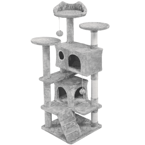 Renwick 54.5" Cat Tree Tower with Condos and Scratching Posts, Light Gray