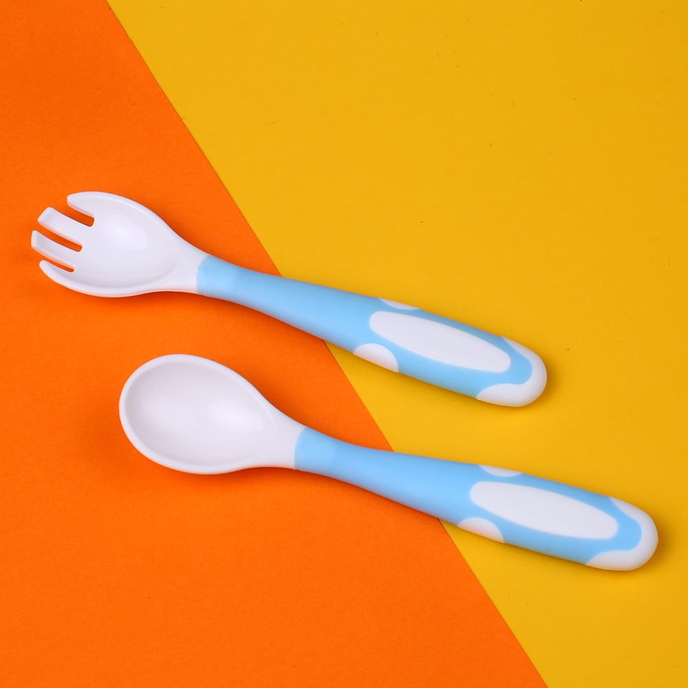 Spoon and Fork Set Travel Case Bendable & Handle Training Spoon with