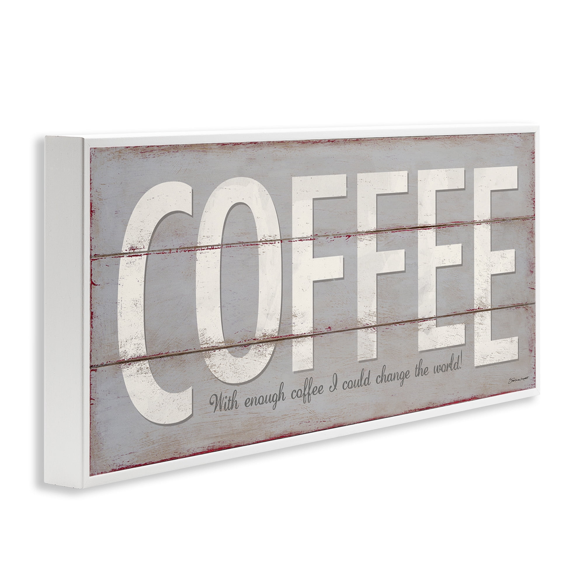 Stupell Industries Sassy Coffee Change The World Food & Beverage Painting White Framed Art Print Wall Art, 24 x 10
