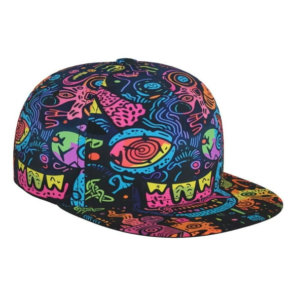 Hirioo Neon Graffiti Urban Art for Baseball Cap Men Cap Flat Brim for Men Women Teens Adjustable Baseball Cap