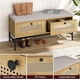thumbnail image 3 of Rattan shoe bench para entrada: a de madera almacenamiento bench con 2 cajones y linen seat cushion para hallway y dormitorio in natural oak, 3 of 4