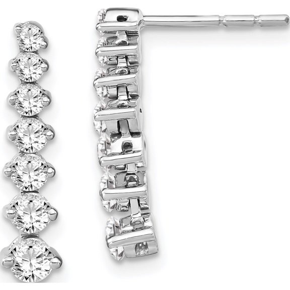 14K White Gold Lab Grown Diamond Si1/Si2, G H I, Graduating Drop Earrings (18.76 X 3.36) Made In India em7946-100-wlg