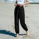 thumbnail image 1 of TaTaai Women's Summer Linen Loose Ankle Cuffed Pants Elastic Drawstring Waist Solid Trousers with Side Pockets Comfy Casual Vacation Bottoms Gift, 1 of 4