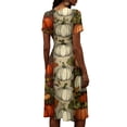 thumbnail image 5 of Halloween Dresses for Women Bat Short Sleeve Pumpkin Vintage Wedding Guest Dresses Skeleton V Neck Cute Wrap Dress L, 5 of 5
