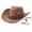 Khaki, variant on Boho Western Straw Cowboy Hat for Women, Beaded Band with Chin Strap, Panama Style UV Protection Sun Hat, 1 Piece, One Size