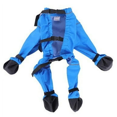 Dog Suspender Boots  Waterproof Dog Rain Boots Paw Protector for Small Medium Dogs  Reflective Dog Winter Snow Pants  Anti- Boots Belly Protector  Dog Suspender Shoes Leggings for Walk (Blue)
