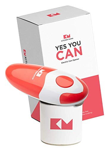 Open Your Cans A Simple Push of Button Kitchen Mama Electric Can Opener Red