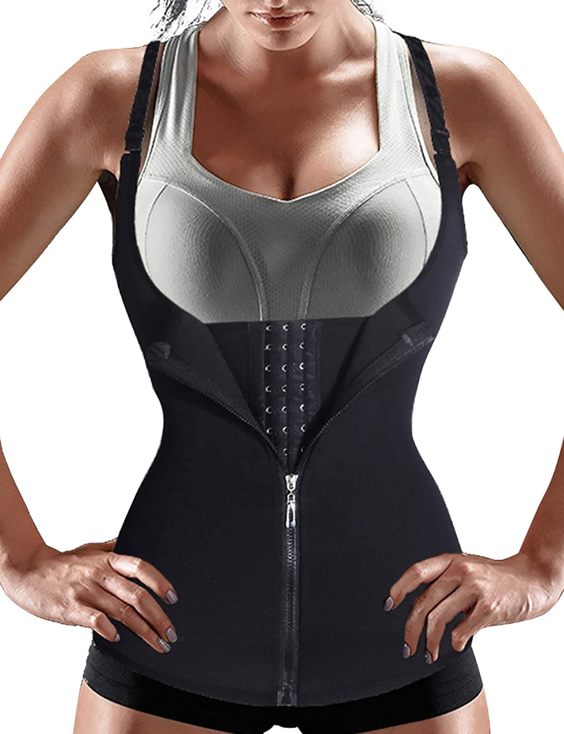 Tummy Pro - Women Waist Trainer with Adjustable Straps Zipper Vest Body Shaper Cincher Tank Top - Walmart.com