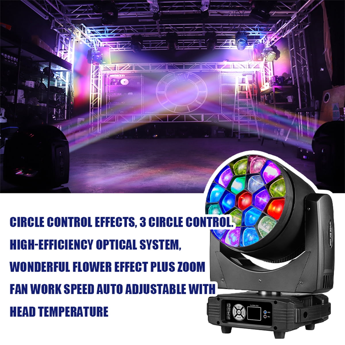 2Pcs 19X40W Zoom LED Big Bee Eye Moving Head Beam Light for DJ Disco Wedding Party Night Club Performance Stage