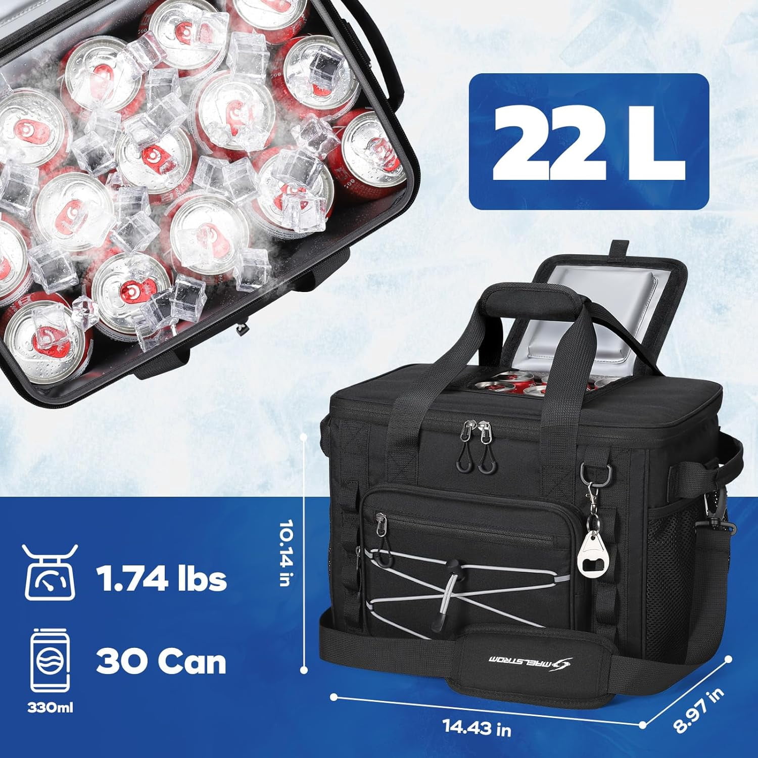 Maelstrom Soft Sided Cooler Bag, 30/40 Can Collapsible Insulated Ice Chest, Large Leakproof Portable Storage for Camping, Travel, Kayaking & Beach