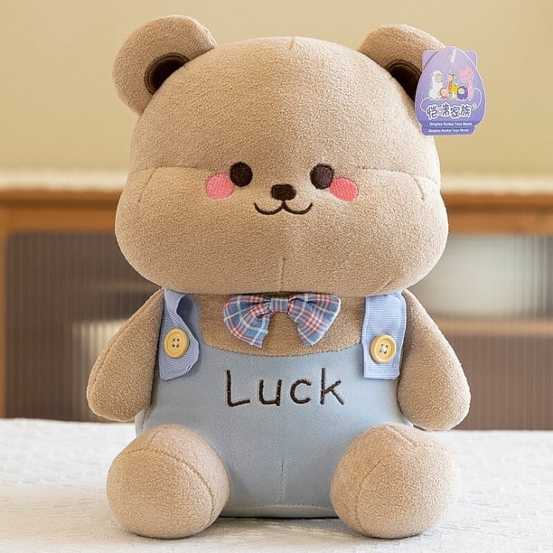 Cute Little Bear Plush Toy with Knot On The Head and Dressed Little Bear Doll / Girls Pillow / Children Dollblue23cm Deng Xun unisex