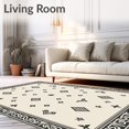 thumbnail image 2 of ODIKA 4'x6' Machine Washable Non-Slip Area Rug, Luxe Berber Heritage Crosshatch Brushed Shag High Traffic Rug with Pad, Beige, 660387, 2 of 8