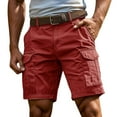 thumbnail image 3 of TQWQT Mens Cargo Shorts Trendy Summer Cargo Shorts Knee Length Work Shorts Dressy Casual Hiking Shorts with Pockets Red 3XL, 3 of 4
