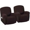 thumbnail image 1 of Super Stretch Couch Covers Recliner Covers Recliner Chair Covers Form Fitted Standard/Oversized Power Lift Reclining Slipcovers, Feature Soft Thick Jacquard, Chocolate, 2 Pack, 1 of 7