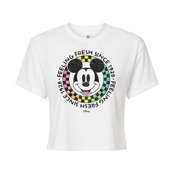 Disney - Mickey & Friends - Mickey Feeling Fresh Since 1928 - Juniors Cropped Cotton Blend T-Shirt