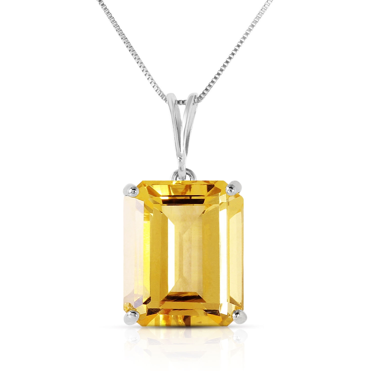 Galaxy Gold 14K Solid Gold 6.5 Carat Natural Citrine Necklace for Women - White Gold Fine Jewelry