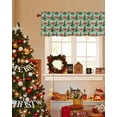 thumbnail image 3 of Christmas Tree Valances for Windows, Red Butterflies Winter Retro Light Green Texture Rod Pocket Valance Short Window Treatments Curtains for Kitchen Bathroom Bedroom Decor, 42 x 12 In, 3 of 9
