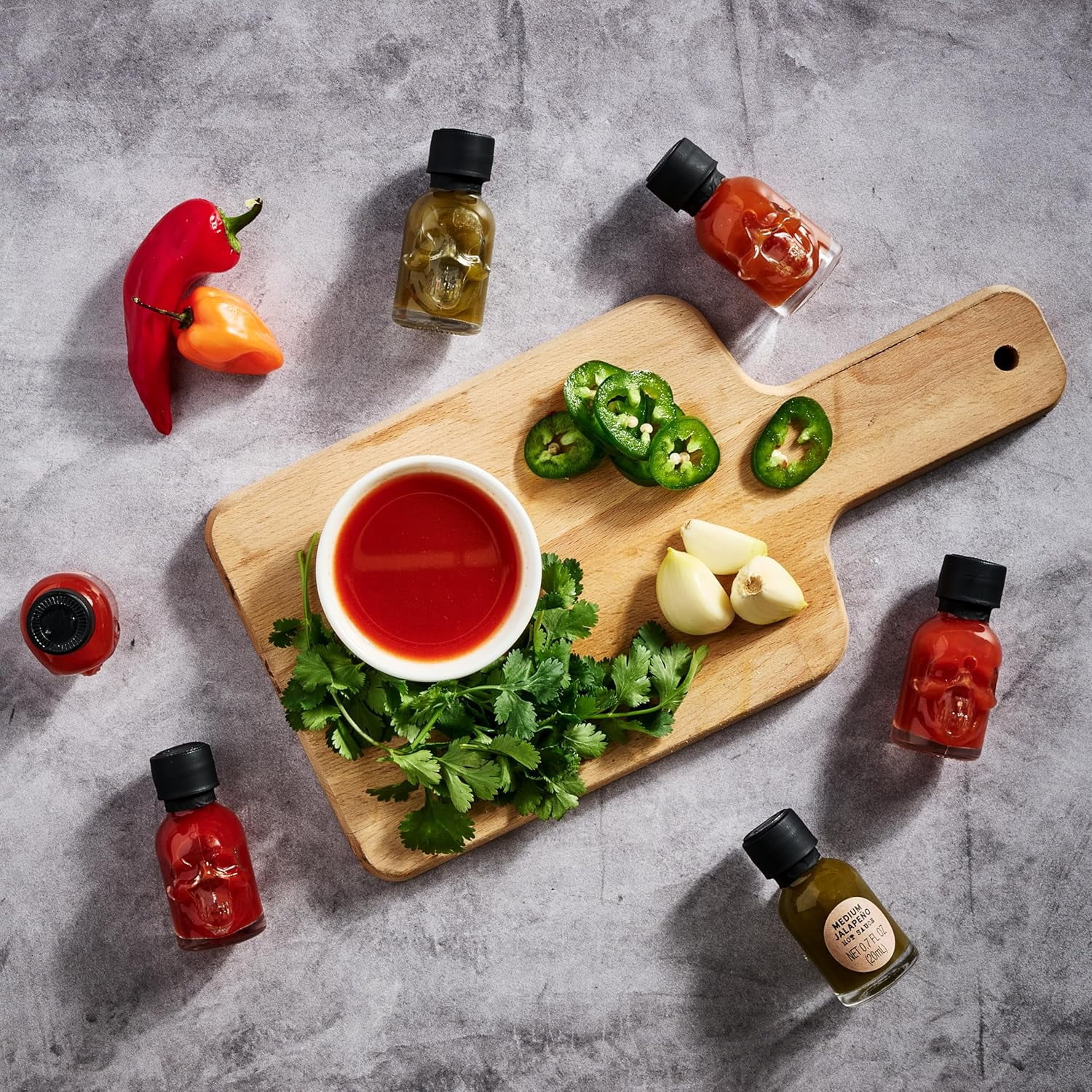 Man Crates Hot Sauce Inferno Flight, Includes 21 Flavors in Skull-Shaped Mini Hot Sauce Bottles, Spicy Challenge with Habanero, Ghost Pepper for Father's Day Gifts