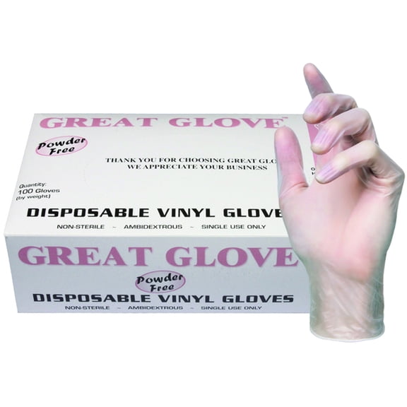Great Glove Industrial Grade Vinyl Disposable Gloves, NM70015-L-BX, (Pack of 100)