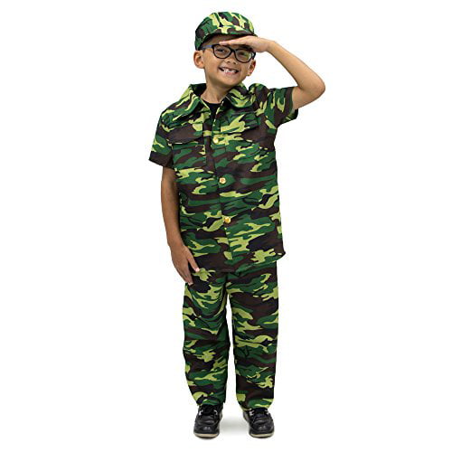 Kids Army Camo Fancy Dress Children's Soldier Outfit Shirt Pants DELUXE A 