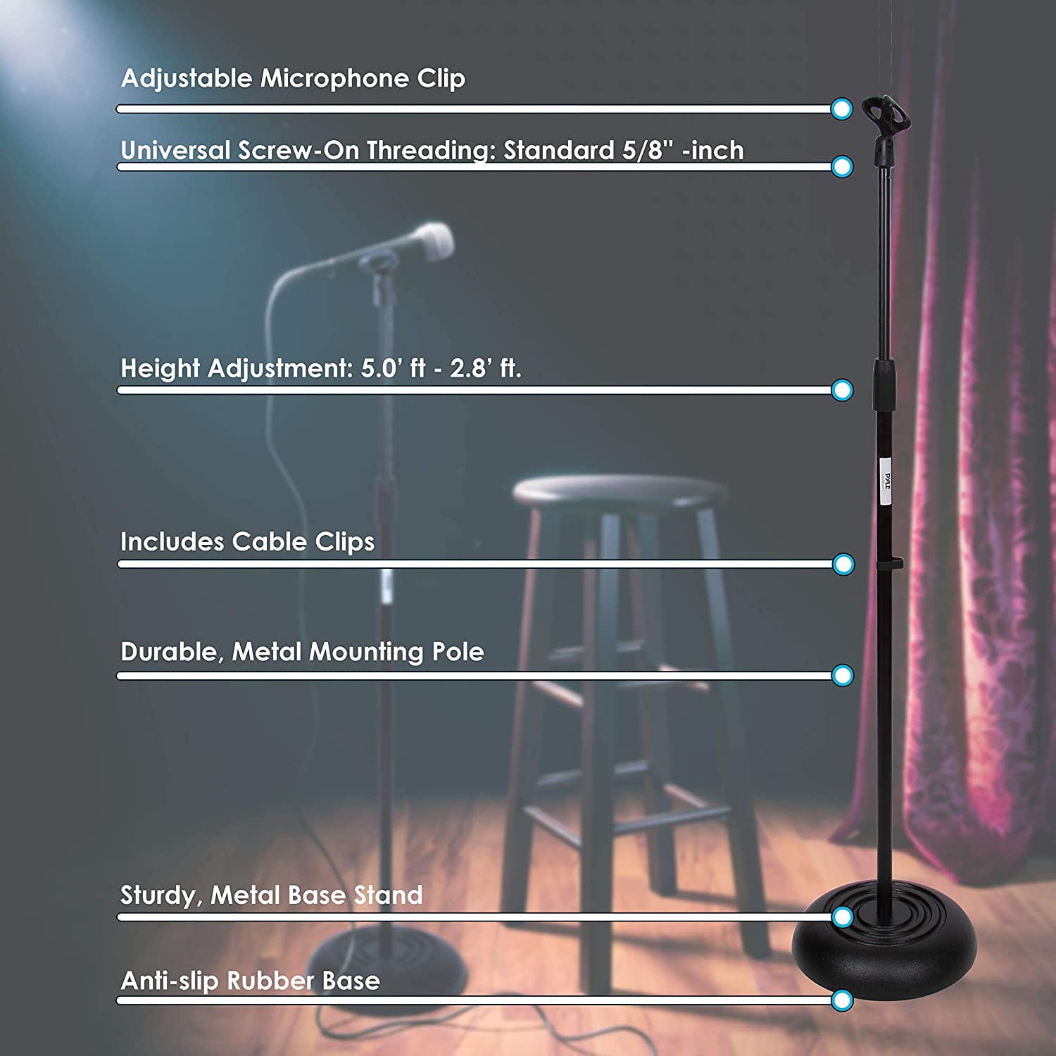 Professional Dynamic Vocal Microphone with Adjustable Stand - Cardioid Unidirectional Handheld Mic for Live Performance and Studio Recording