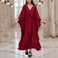 thumbnail image 2 of PUMISAS Summer Cover Ups For Women V-Neck Cover Up Solid Color Long Length Dress Long Sleeve Beach Cover Up, 2 of 6