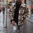 thumbnail image 2 of Chaqueta de solapa con patrón geométrico, camisa de estilo étnico de manga larga con botones, informal, holgada, de otoño, para hombre, patrón geométrico L, 2 of 6