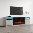 thumbnail image 2 of York 02 Fireplace TV Stand for TVs up to 90", Modern High Gloss 79" Entertainment Center, Electric Fireplace TV Media Console with Storage Cabinets and LED Lights, 2 of 6