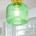 thumbnail image 3 of River of Goods Ignace  Brushed Gold Metal 10-Inch Ceiling Light with Green Glass Globe Shade - 8" x 8" x 10", 3 of 5