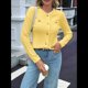 thumbnail image 4 of Suéteres Tipo Cárdigan de Punto para Mujer, de Principios de Otoño, de Larga, con Abertura Frontal y Botones, Chaqueta Corta Informal de Moda. Amarillo L, 4 of 8
