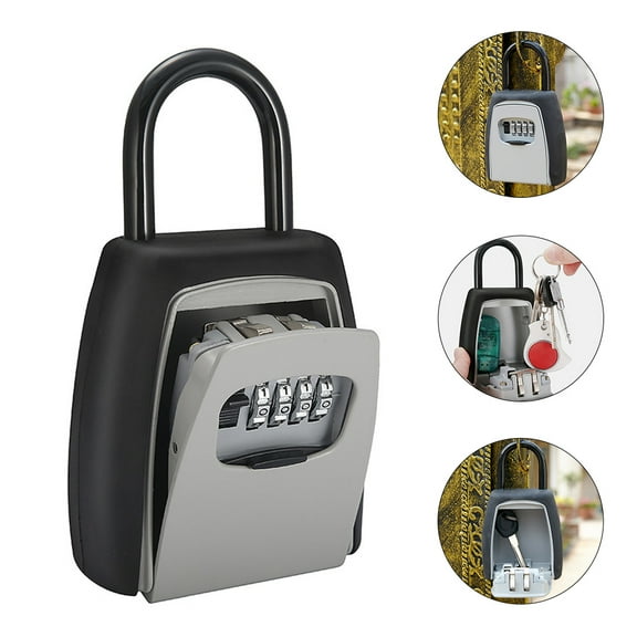 LEORX Outdoor Storage Key Lock Box with 4 Digit Combination Metal Wall Mounted Lock