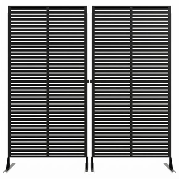 2pcs Metal Outdoor Privacy Screen, Modern Freestanding Privacy Wall Panels with Stand, Outdoor & Indoor Privacy Fence for Garden, Patio, Yard, Balcony, 117x180cm