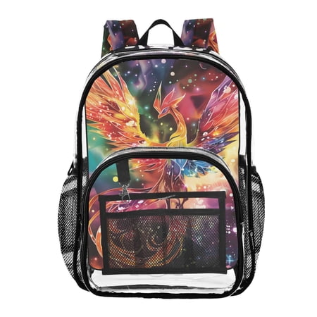 ALAZA Clear Backpack Glitter Phoenix PVC Transparent BookBag