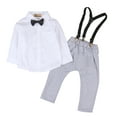 thumbnail image 2 of Bagilaanoe 2Pcs Newborn Baby Boy Overalls Pants Set Long Sleeve Shirts Tops with Bow + Suspender Trousers 6M 12M 18M 24M Infant Formal Gentleman Outfits, 2 of 8