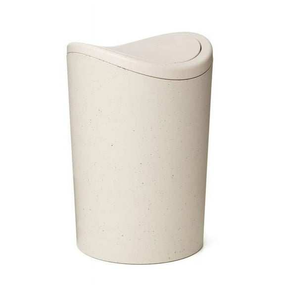 Superio Eco-Friendly Small Plastic Bathroom Trash Can with Lid 6 Liter Mini Waste Bin, Modern Flat Lid Step On Trash Can with Foot Pedal, Bathroom, Bedroom, Office, Under Desk, Soft Close