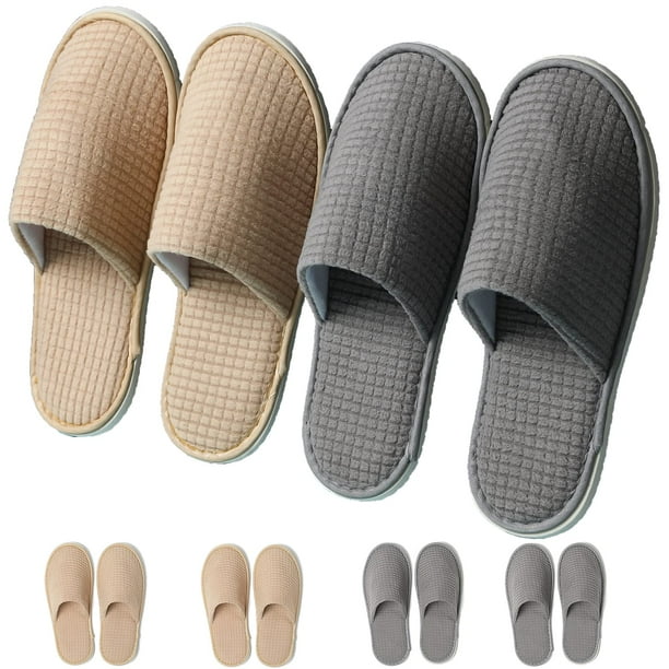 Pantuflas de spa desechables COZYAREA para invitados, 6 pares, color beige