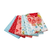 The Pioneer Woman 21" x 18" Cotton 6 Piece Sweet Rose Fat Quarter Bundle Fabric, Multicolor