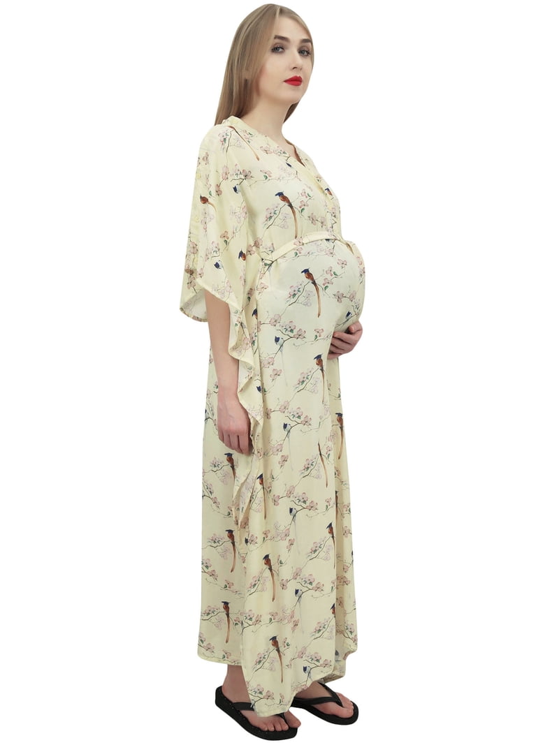 Bimba Moms Pale Yellow Maternity Kimono Sleeve Kaftan Nursing Maxi Dress-10  - Walmart.com