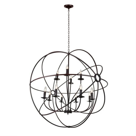 12 Light Up Chandelier with Brown finish