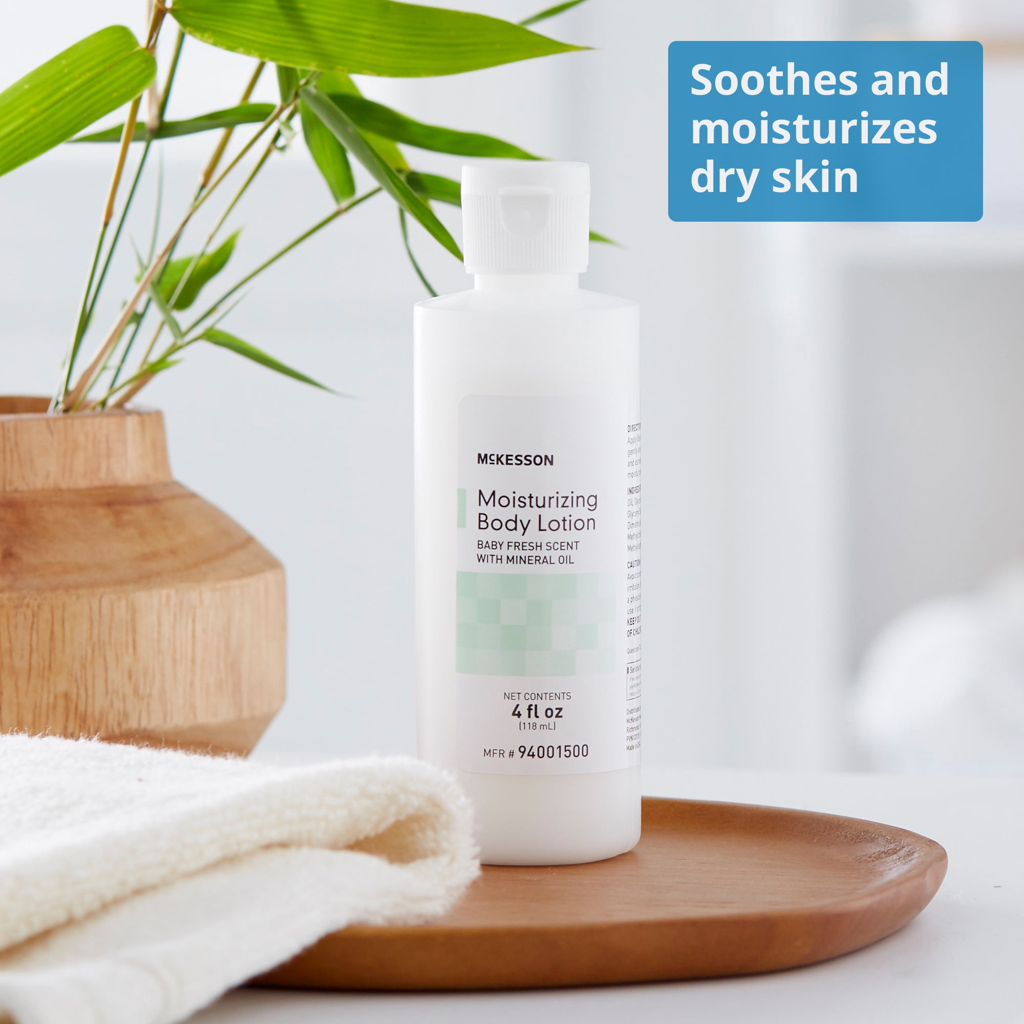 McKesson Moisturizing Body Lotion with Mineral Oil, Dry Skin Hydration, Fresh Scent, 4 fl oz, 60 Ct, 60 Ct