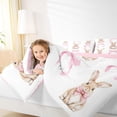 thumbnail image 4 of Homewish Kawaii Bowknot Bunnies Full Size Comforter Sets, Pink Princess Ribbon Bedding Comforter Set, Cute Cartoon Rabbit Reversible Bedding Sets, Super Cozy Room Decor, 3pcs, 4 of 8