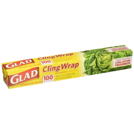 Glad Cling Wrap, Clear Food Wrap, Bpa -Free, Microwave Ready, 100 Sq Ft/Roll, 33.3 Yard X 12 Inch Box (Pack Of 2) Packaging May Vary
