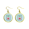 thumbnail image 1 of Mahjong Circle puntos 6 Tile pattern Ear Dangle Golden Drop Earring Jewelry Mujer Unbranded M, 1 of 3