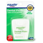 Equate Mint Waxed Dental Floss, Removes Plaque and Food Debris, Nylon Floss, 55 Yds